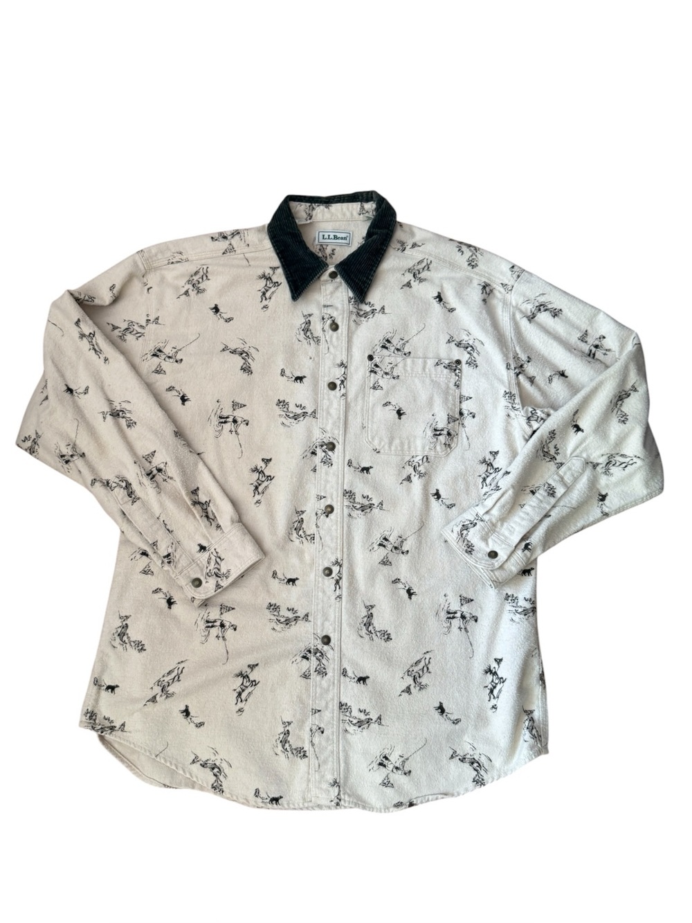 Vintage 1990’s LL Bean Chamois Flannel Men’s Snap Front Shirt Size L